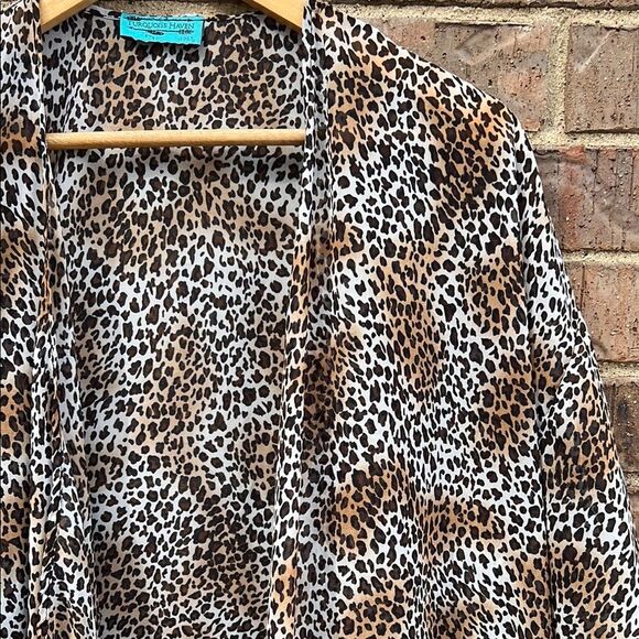 Turquoise Haven Boutique Leopard Print Women's Coat Cover Up Shaw One Size - Picture 11 of 14